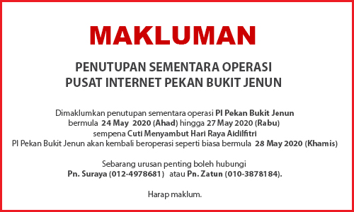 NOTIS PENUTUPAN PI hari raya aidilfitri 2020